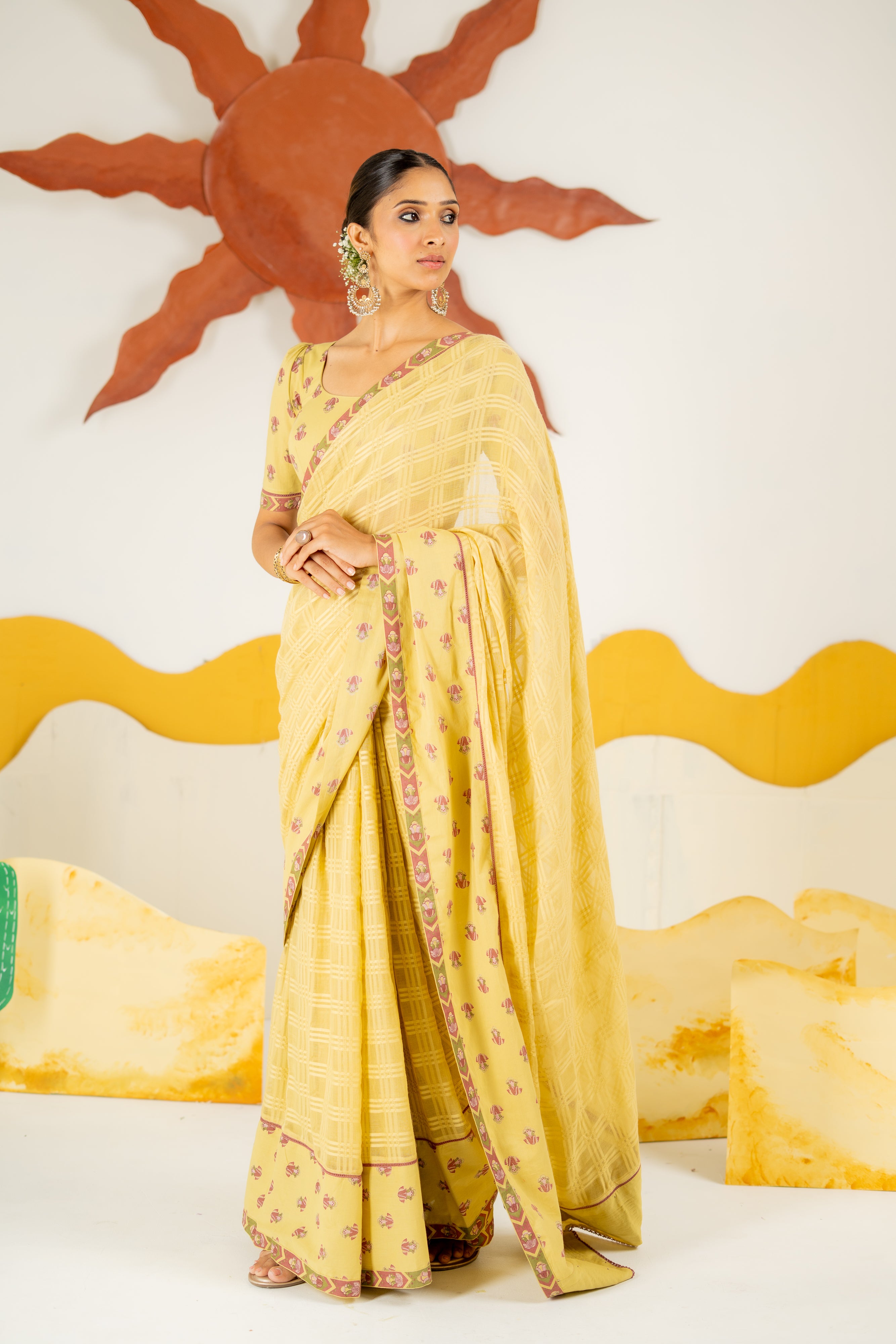 WARM OLIVE VASUNDHARA SAREE WITH UNSTITCHED BLOUSE