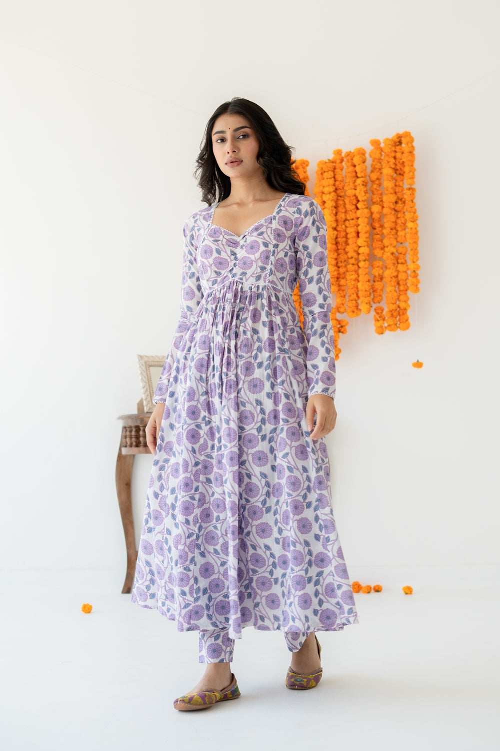 Lavender Anarkali Set