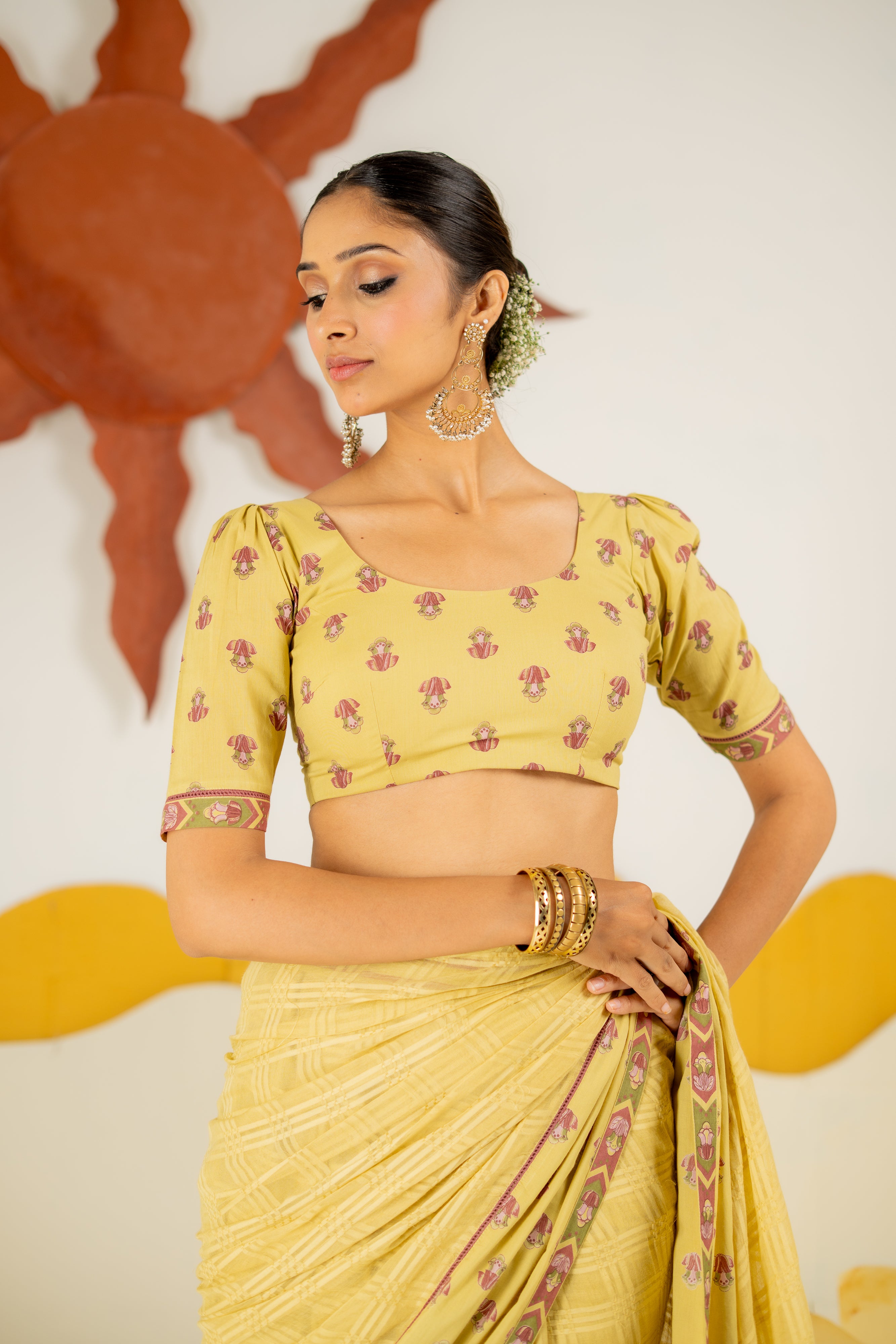 WARM OLIVE VASUNDHARA SAREE WITH UNSTITCHED BLOUSE