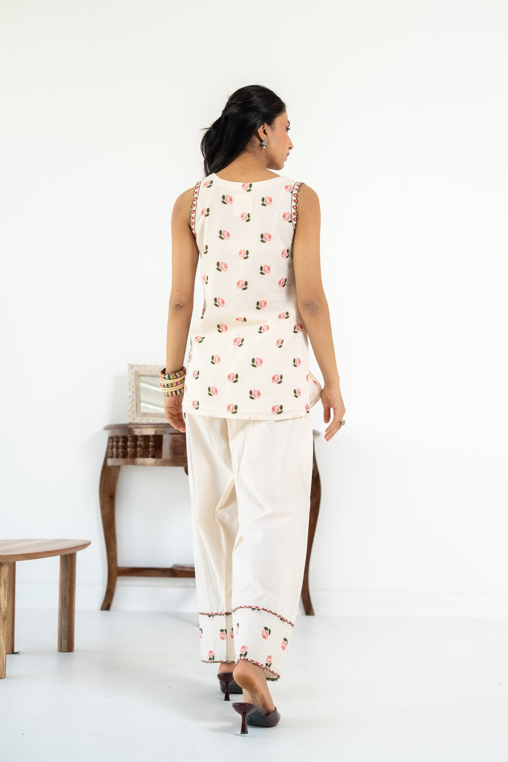 OFF WHITE  ROOH KURTA WITH FARSI SALWAR  SET OF 3