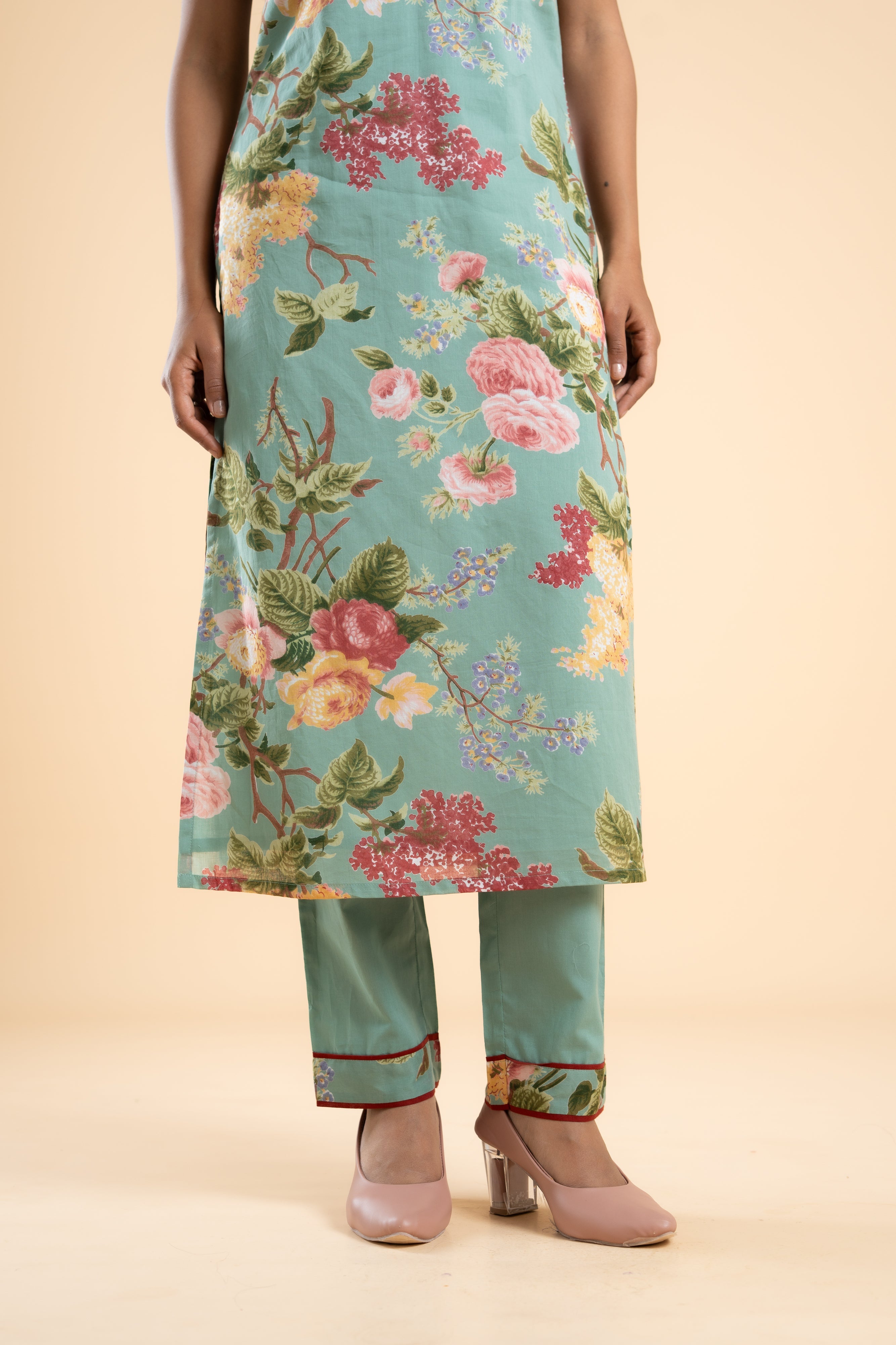 SAGE GREEN PHOOL KURTA SET OF 3