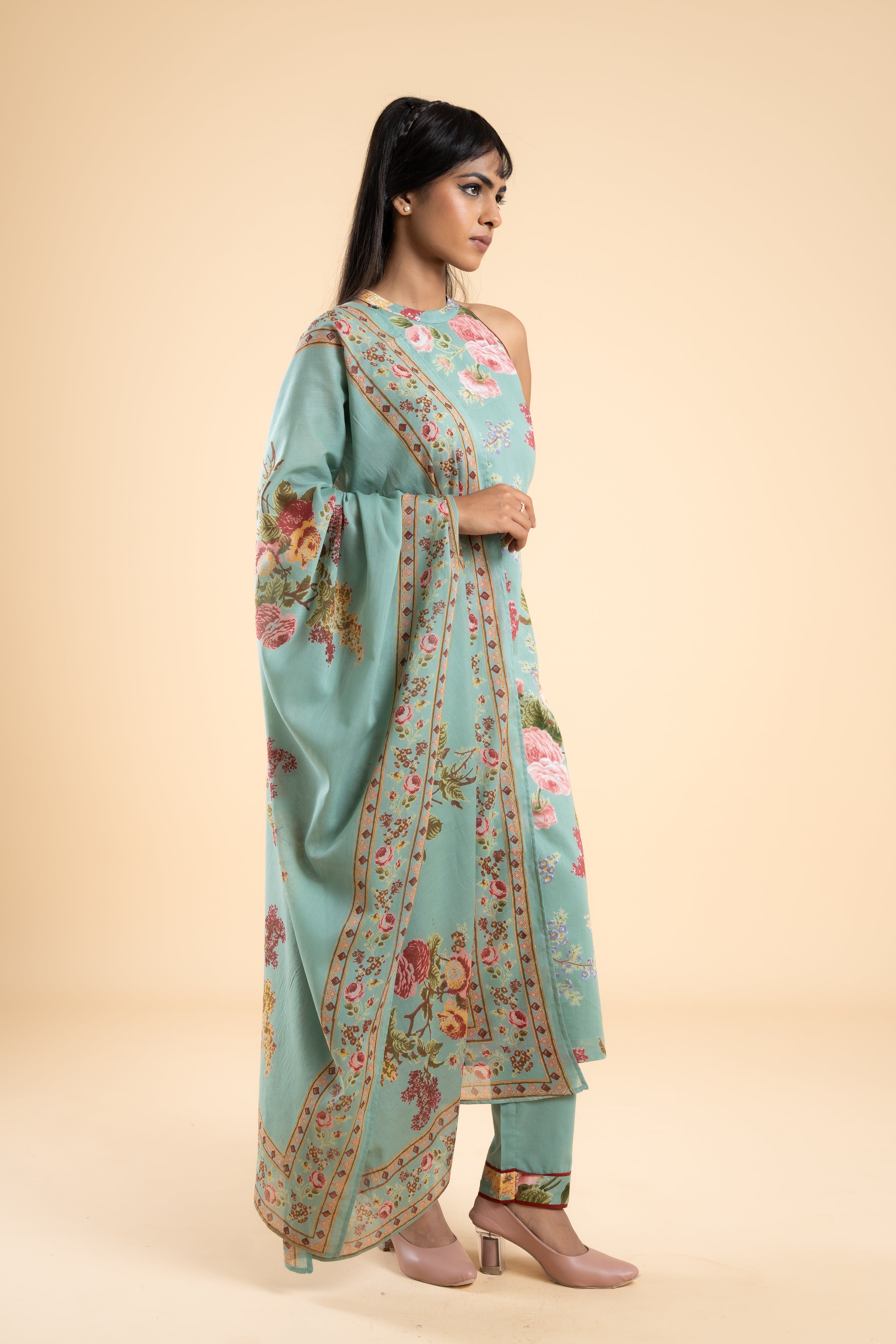 SAGE GREEN PHOOL KURTA SET OF 3