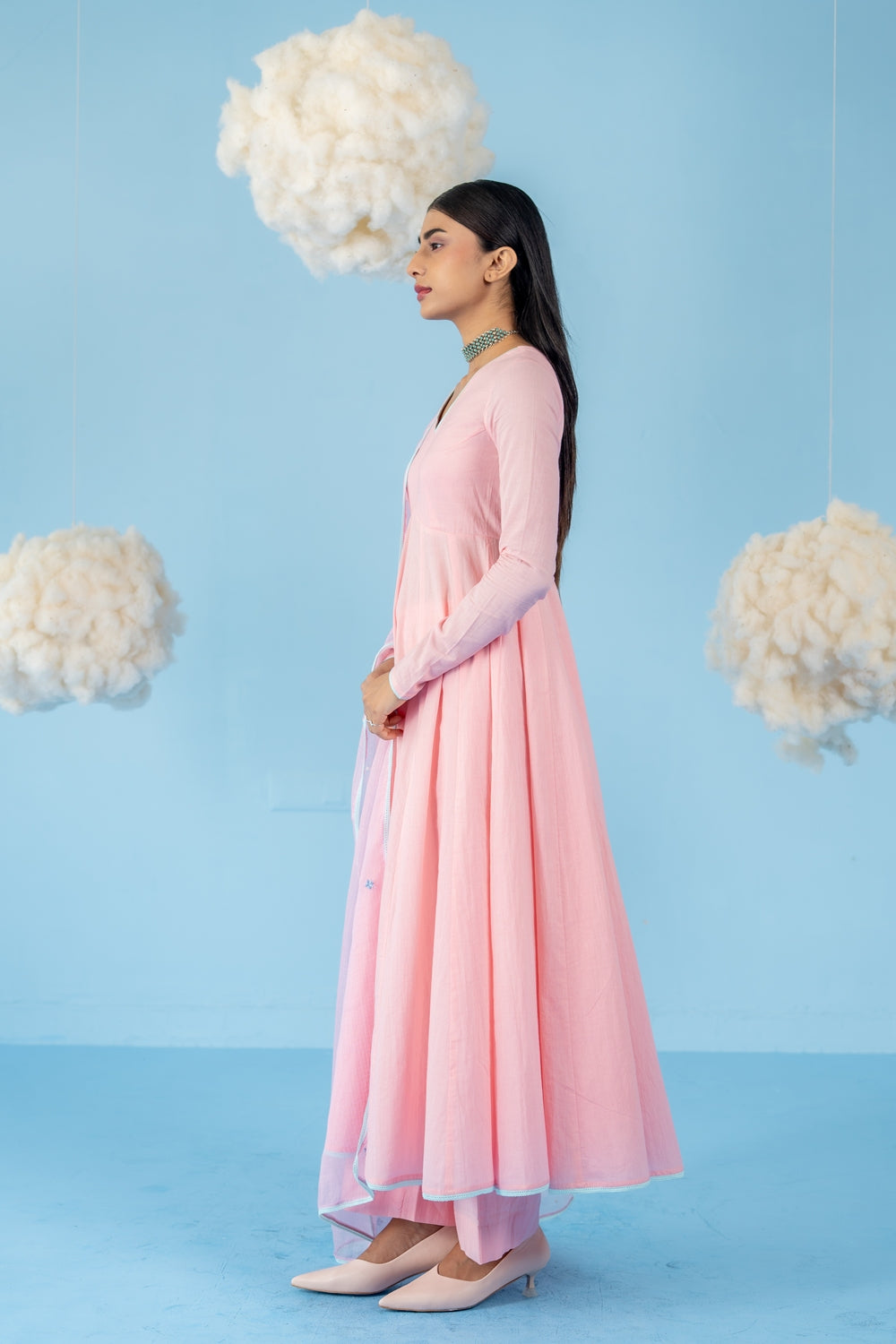 BABY PINK  BERRY ANARKALI SET OF 3