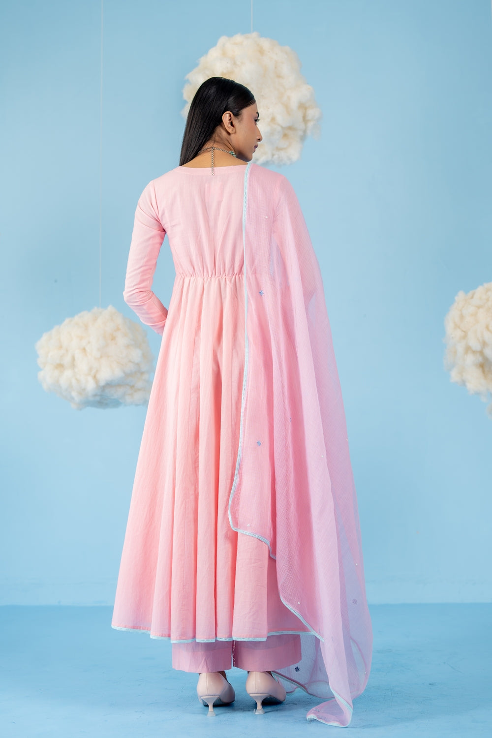 BABY PINK  BERRY ANARKALI SET OF 3
