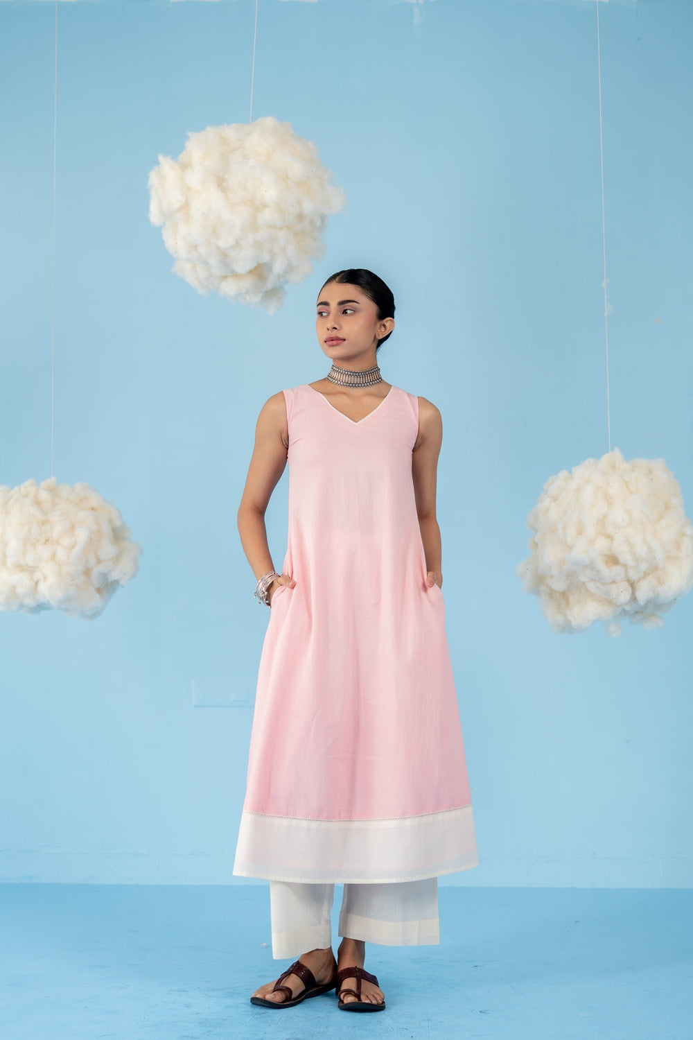 BABY PINK  ROSE KURTA SET OF 3