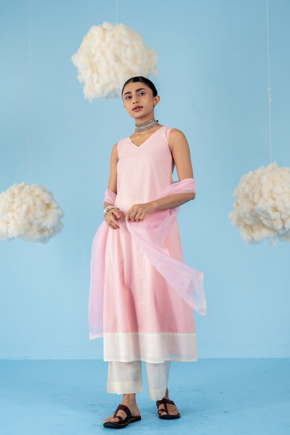 BABY PINK  ROSE KURTA SET OF 3