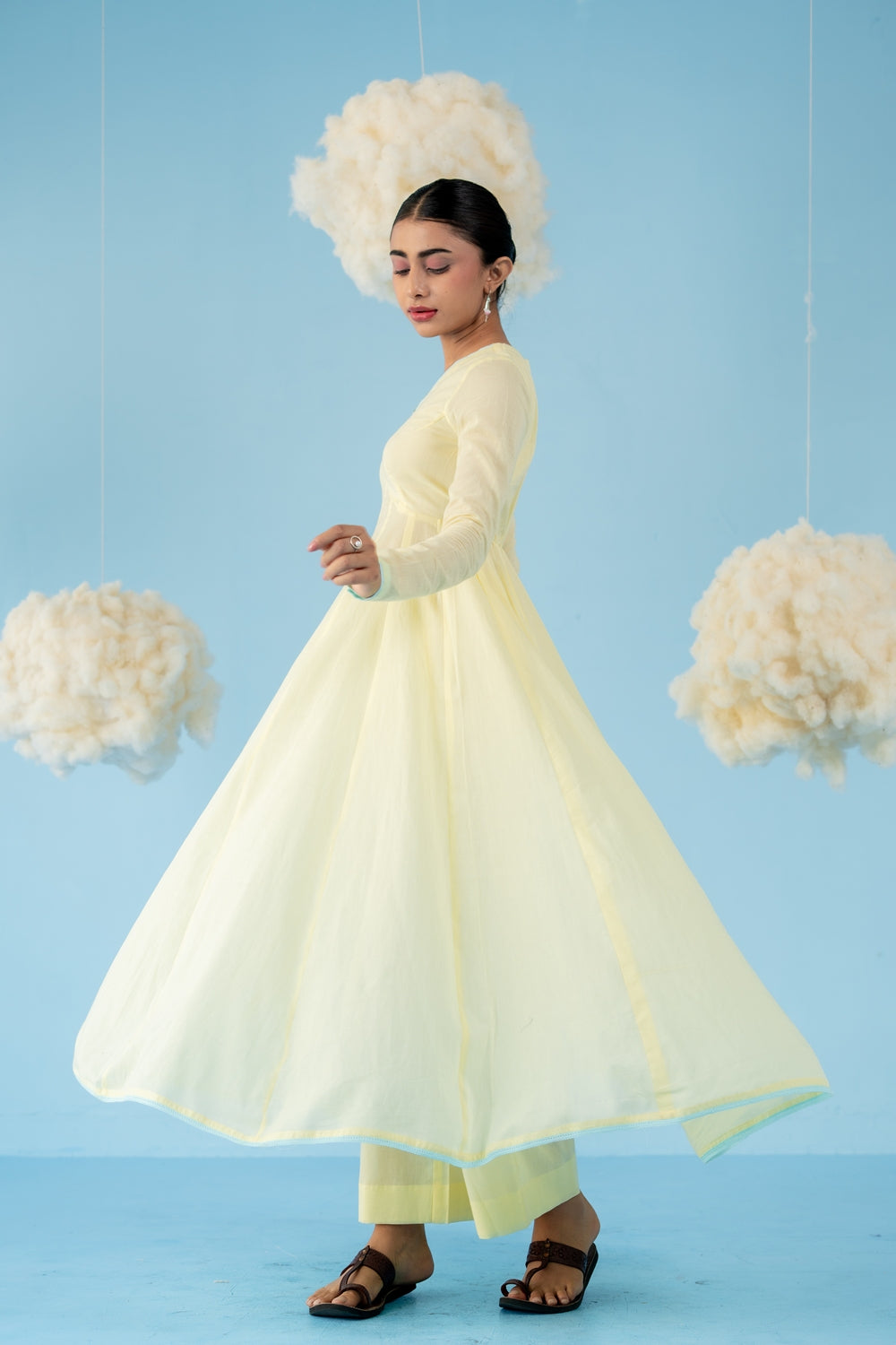 BUTTER YELLOW  MANGO ANARKALI SET OF 3