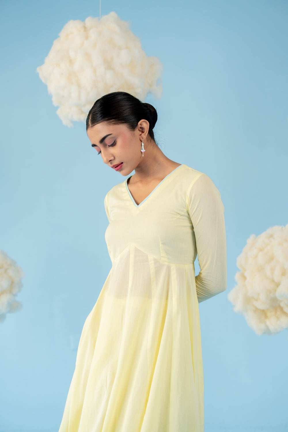BUTTER YELLOW  MANGO ANARKALI SET OF 3