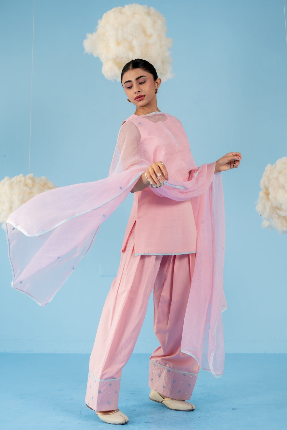 BABY PINK CHERRY  FARSI SALWAR SET OF 3