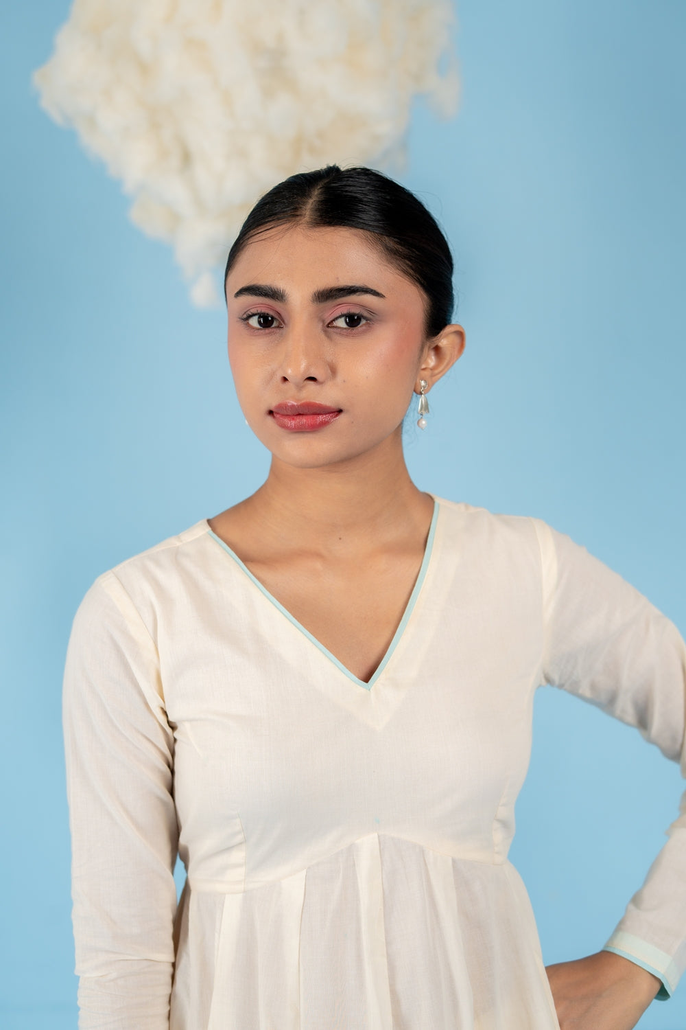 OFF-WHITE  ALMOMD MILK ANARKALI SET OF 3