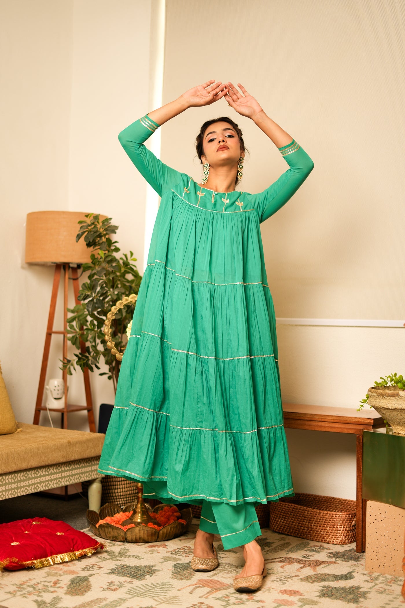 TEAL TIERED KUTRA SET OF 2