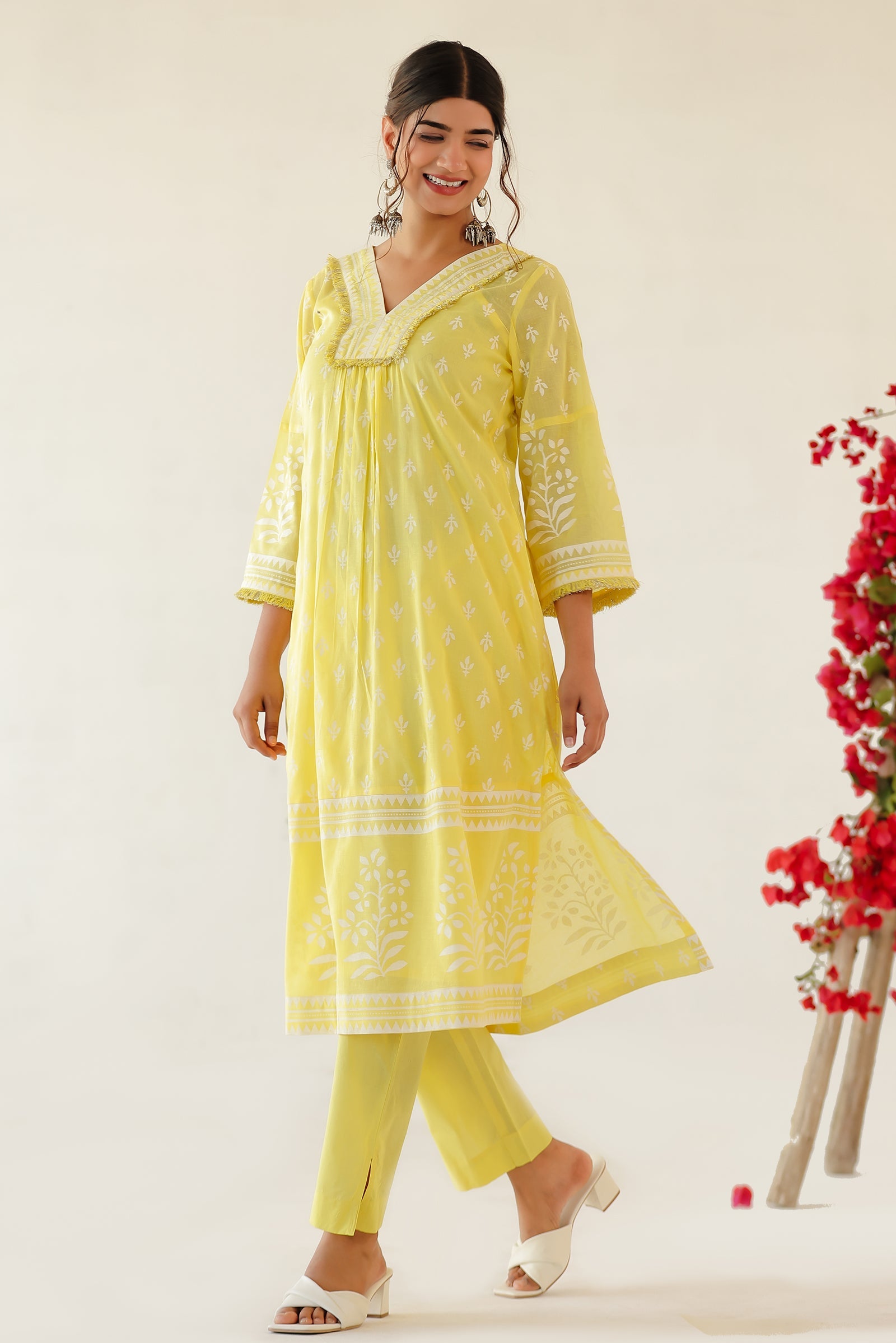 JENI YELLOW MULMUL A LINE SET