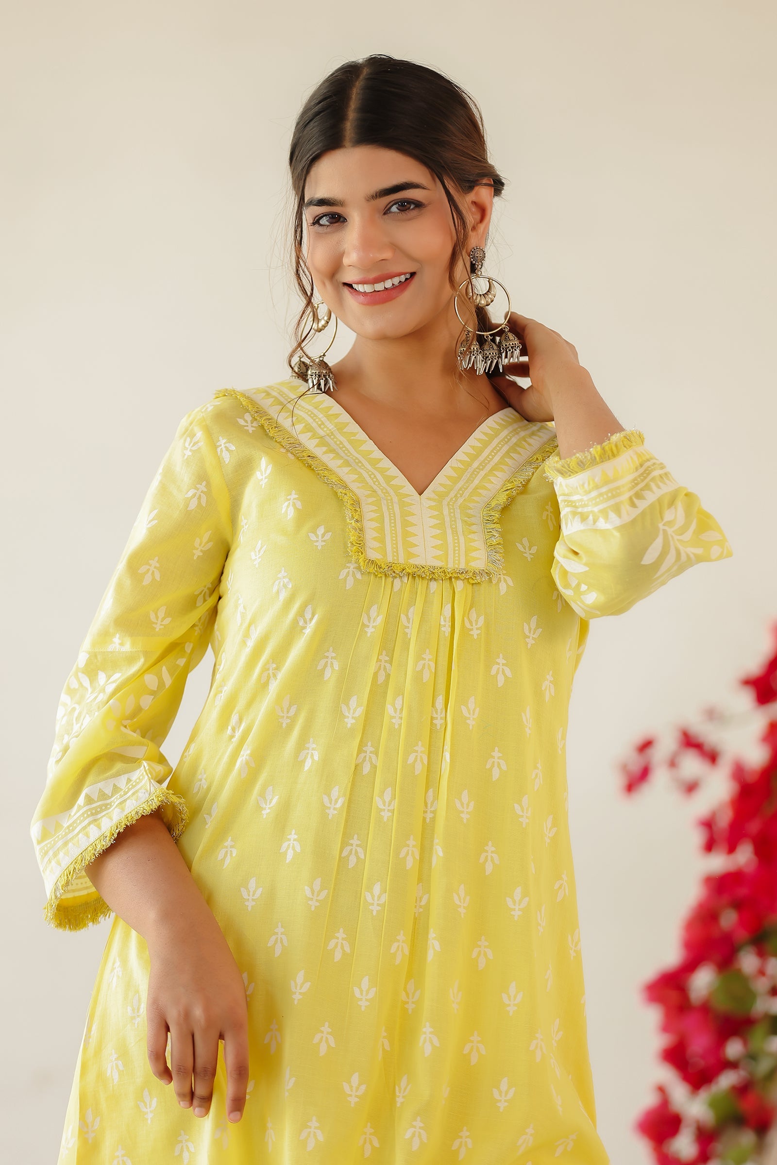 JENI YELLOW MULMUL A LINE SET