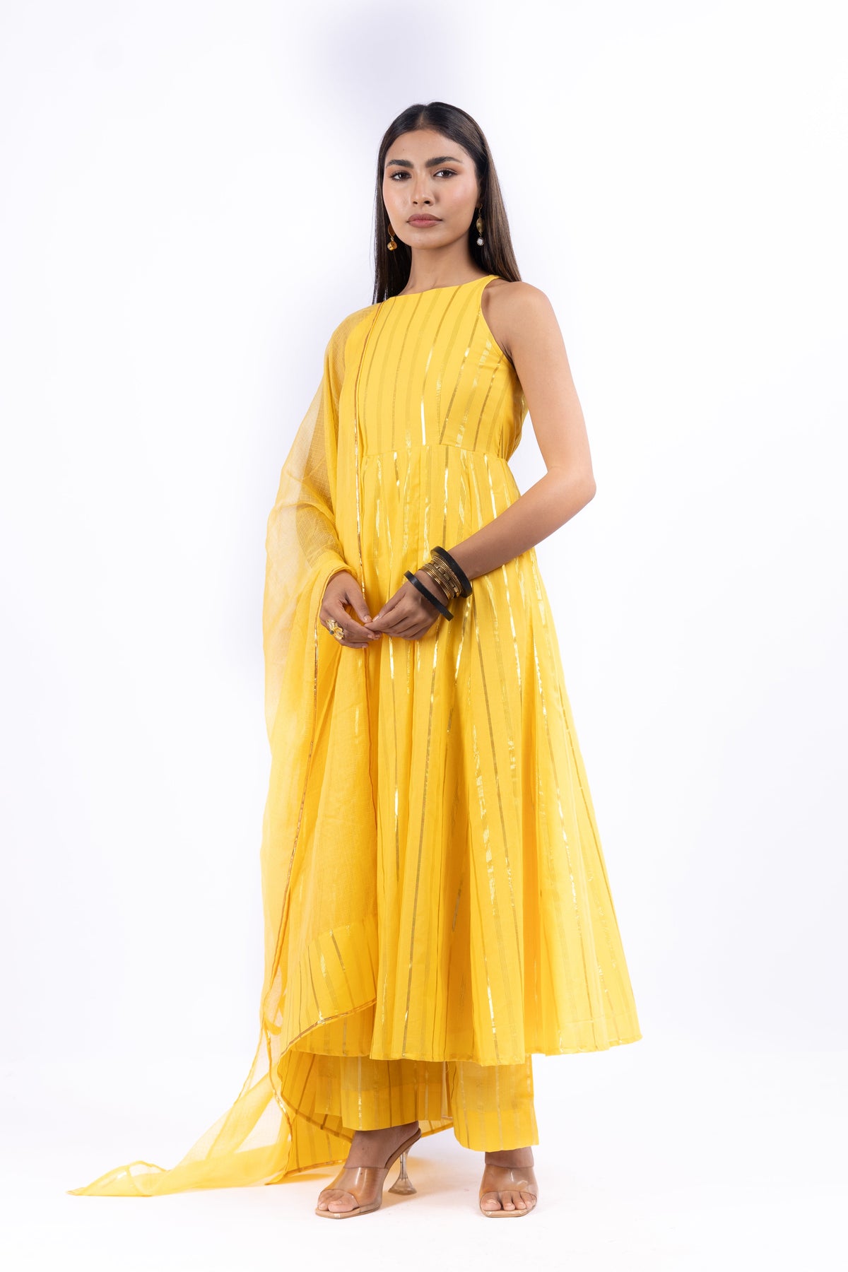 RANGSA YELLOW ANARKALI SET OF 3