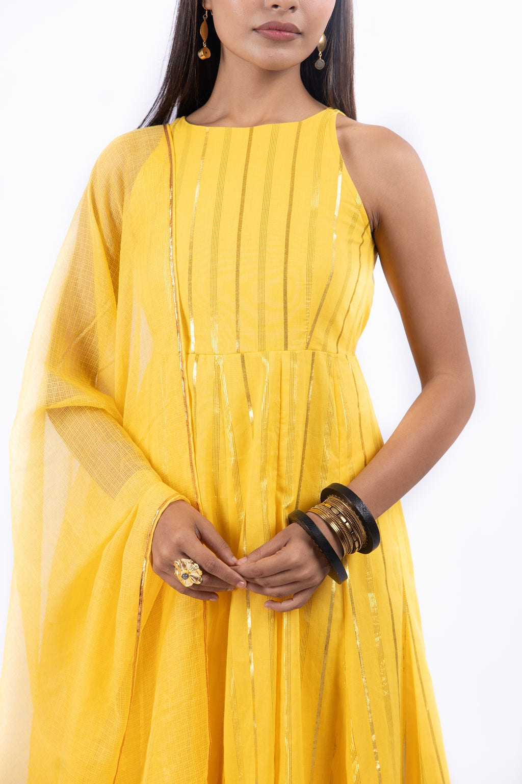 RANGSA YELLOW ANARKALI SET OF 3