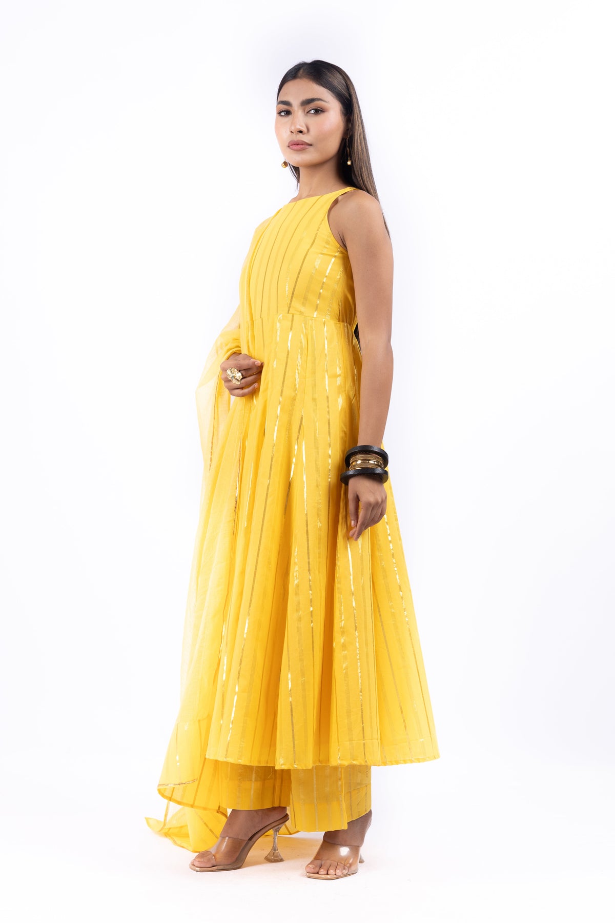 RANGSA YELLOW ANARKALI SET OF 3