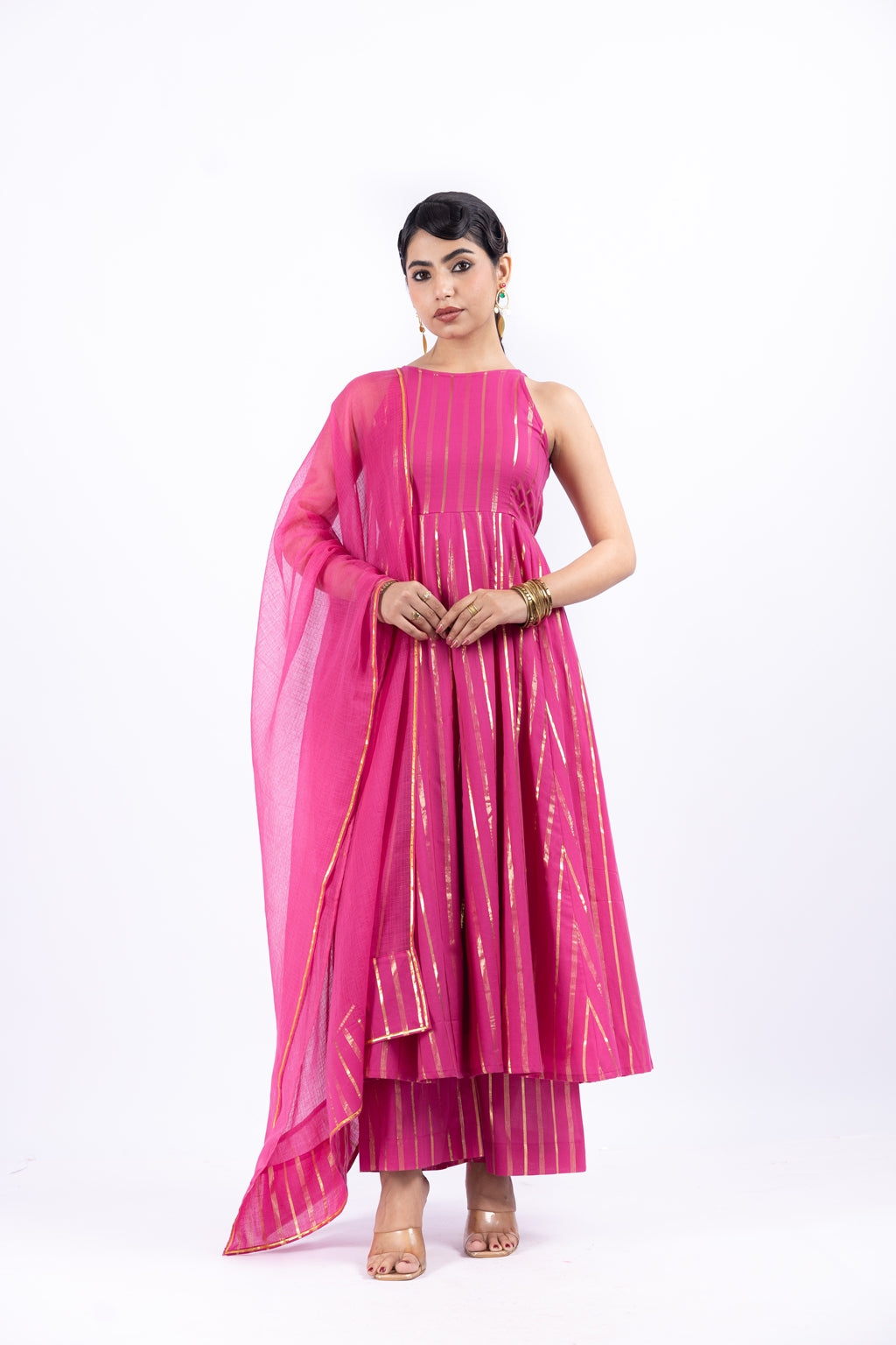 RANGSA PINK ANARKALI SET OF 3