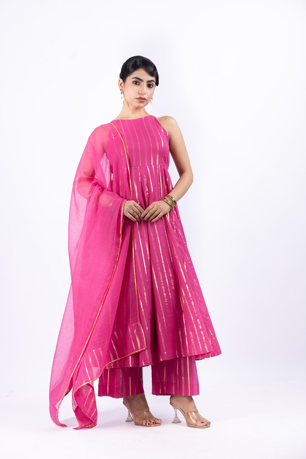 RANGSA PINK ANARKALI SET OF 3