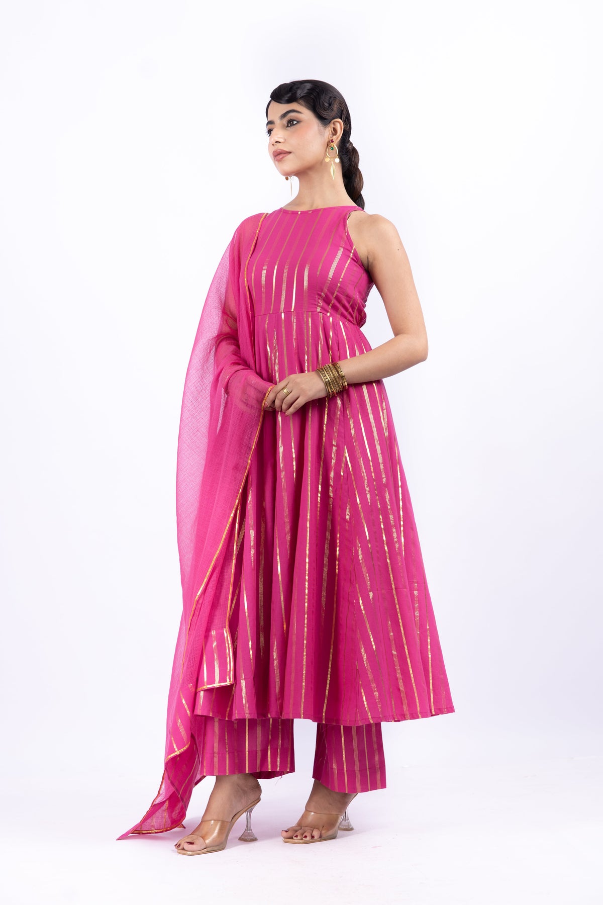 RANGSA PINK ANARKALI SET OF 3
