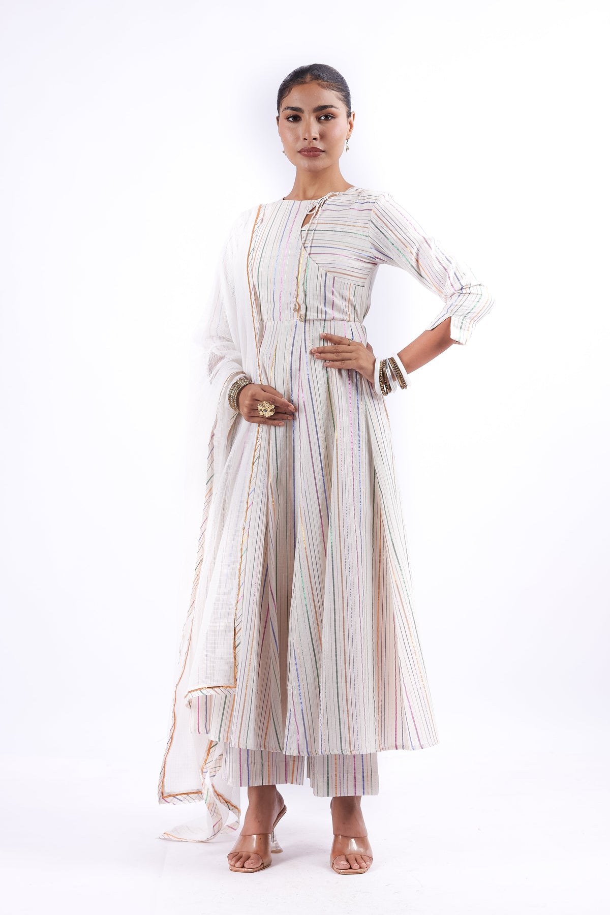 RANGIRA WHITE ANARKALI SET OF 3