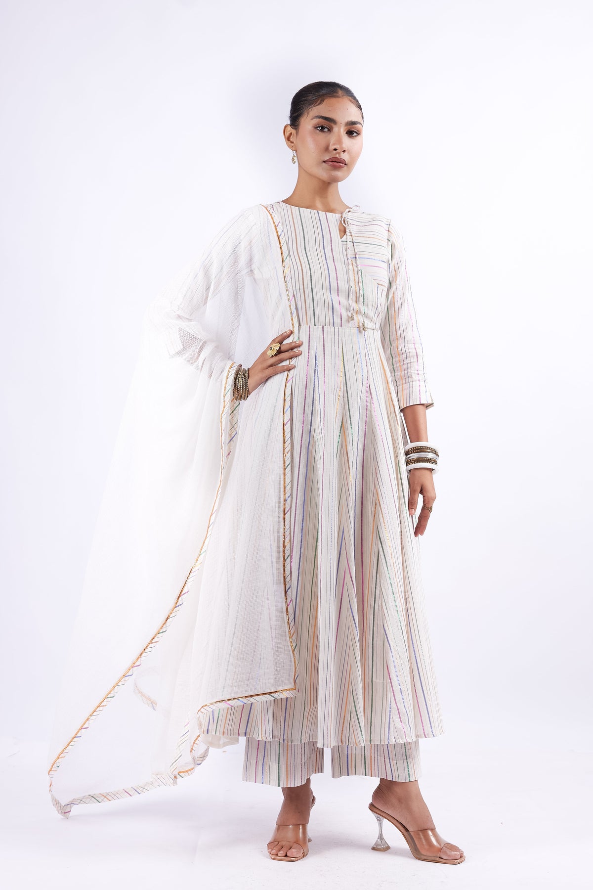 RANGIRA WHITE ANARKALI SET OF 3