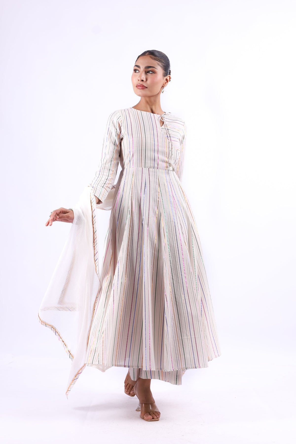 RANGIRA WHITE ANARKALI SET OF 3