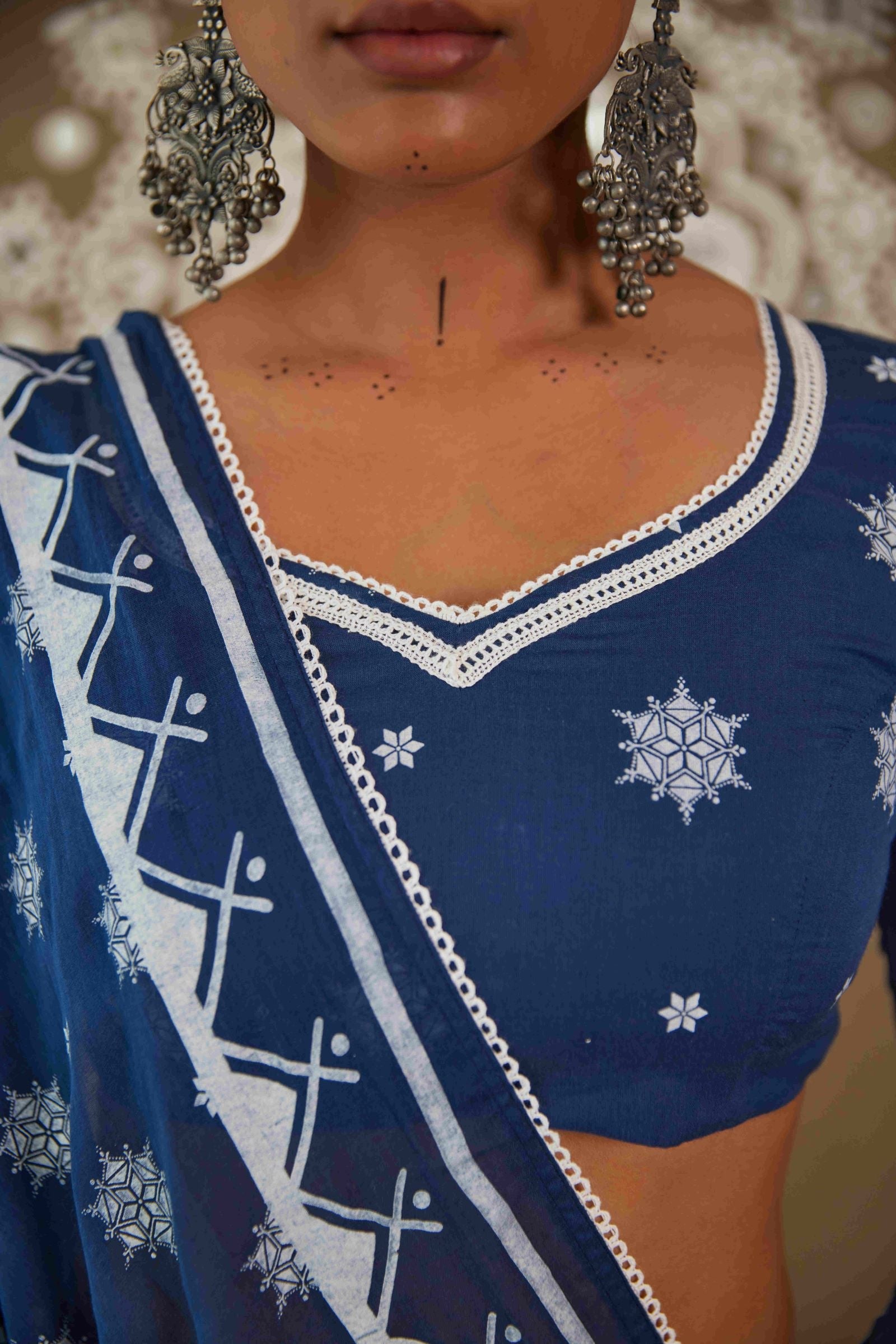 Phool Blue Cotton Lightweight Lehenga Choli Set