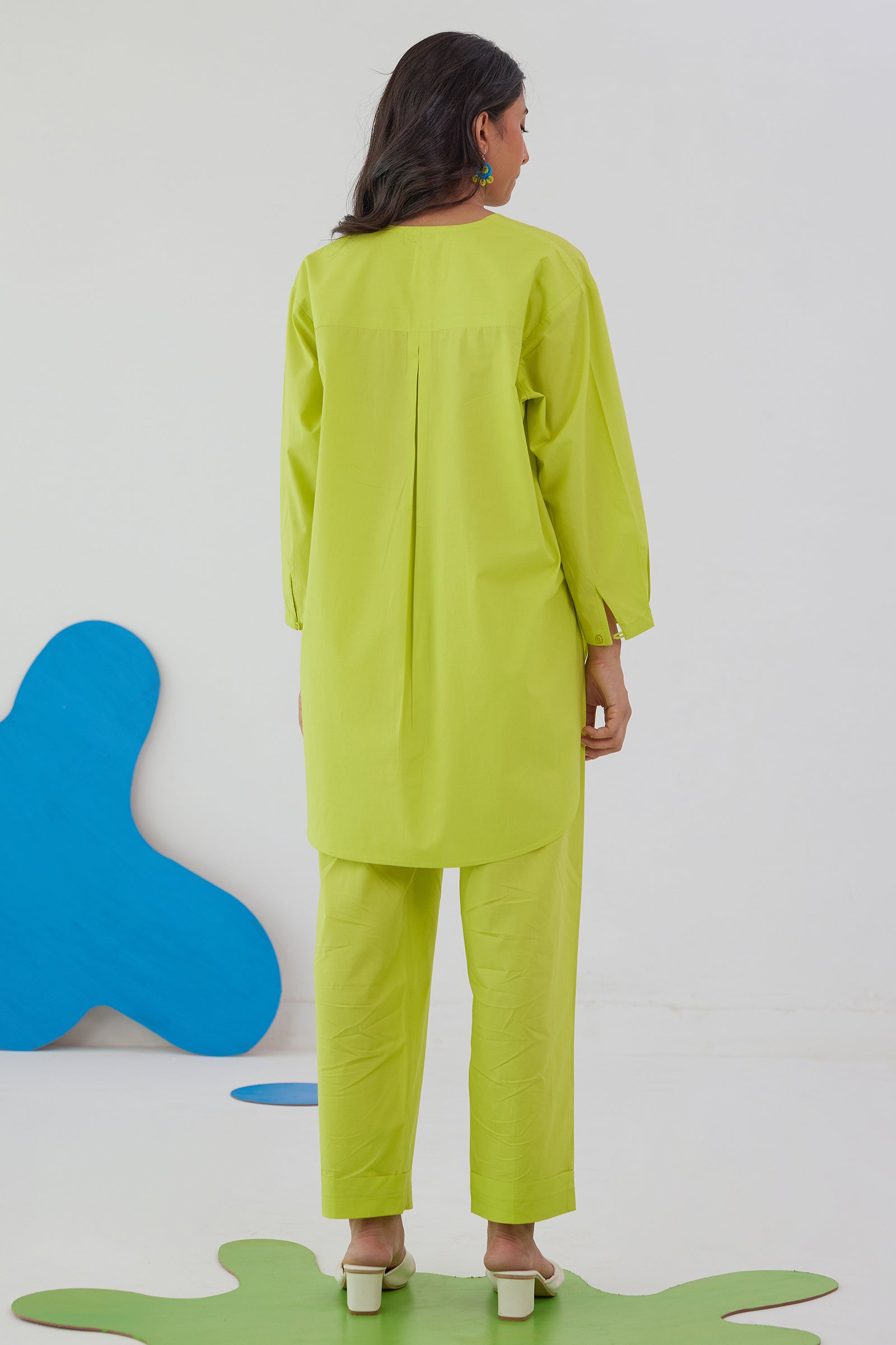 GLOPOP LIME NEON POPLIN SHIRT PANT CO-ORD SET
