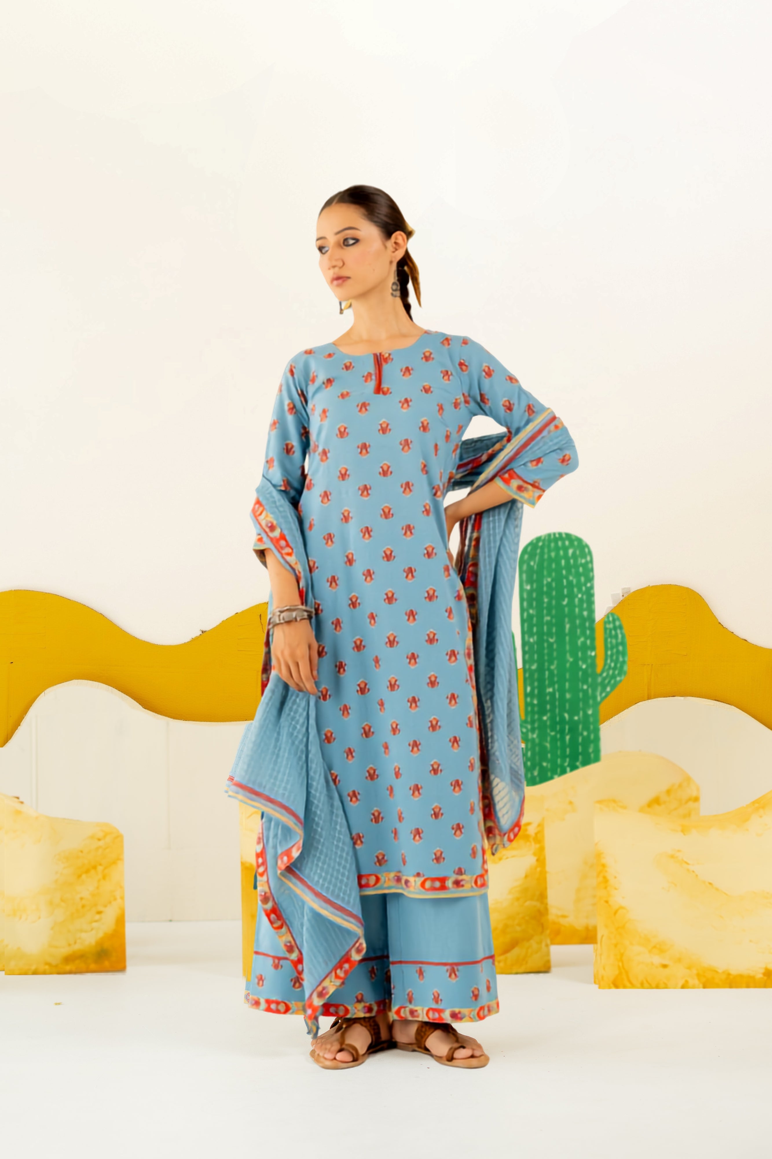 HERITAGE BLUE MRITTIKA KURTA SET OF 3