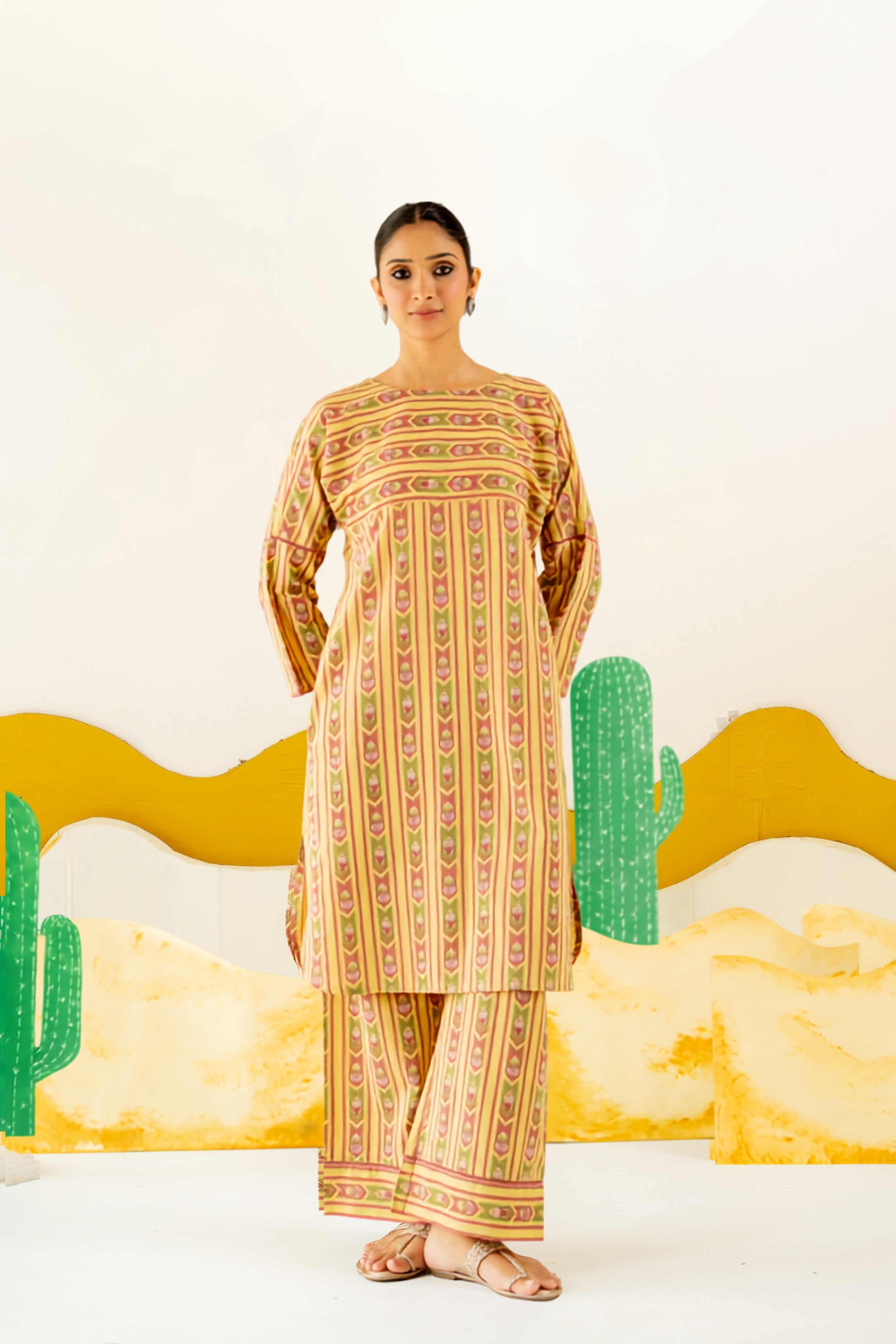 WARM OLIVE NAZAKAT CO-ORD SET OF 2