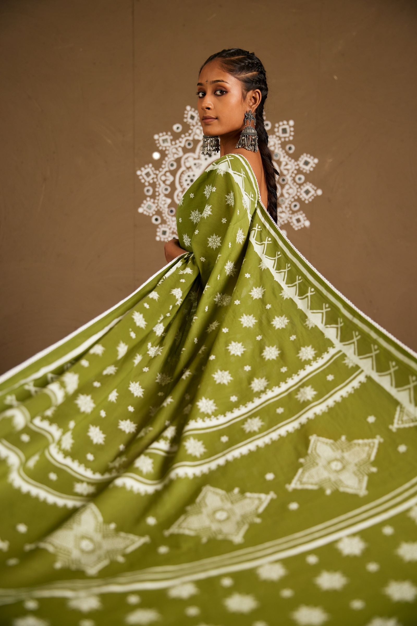 Pushpa Green Cotton Printed Saree (RTS)