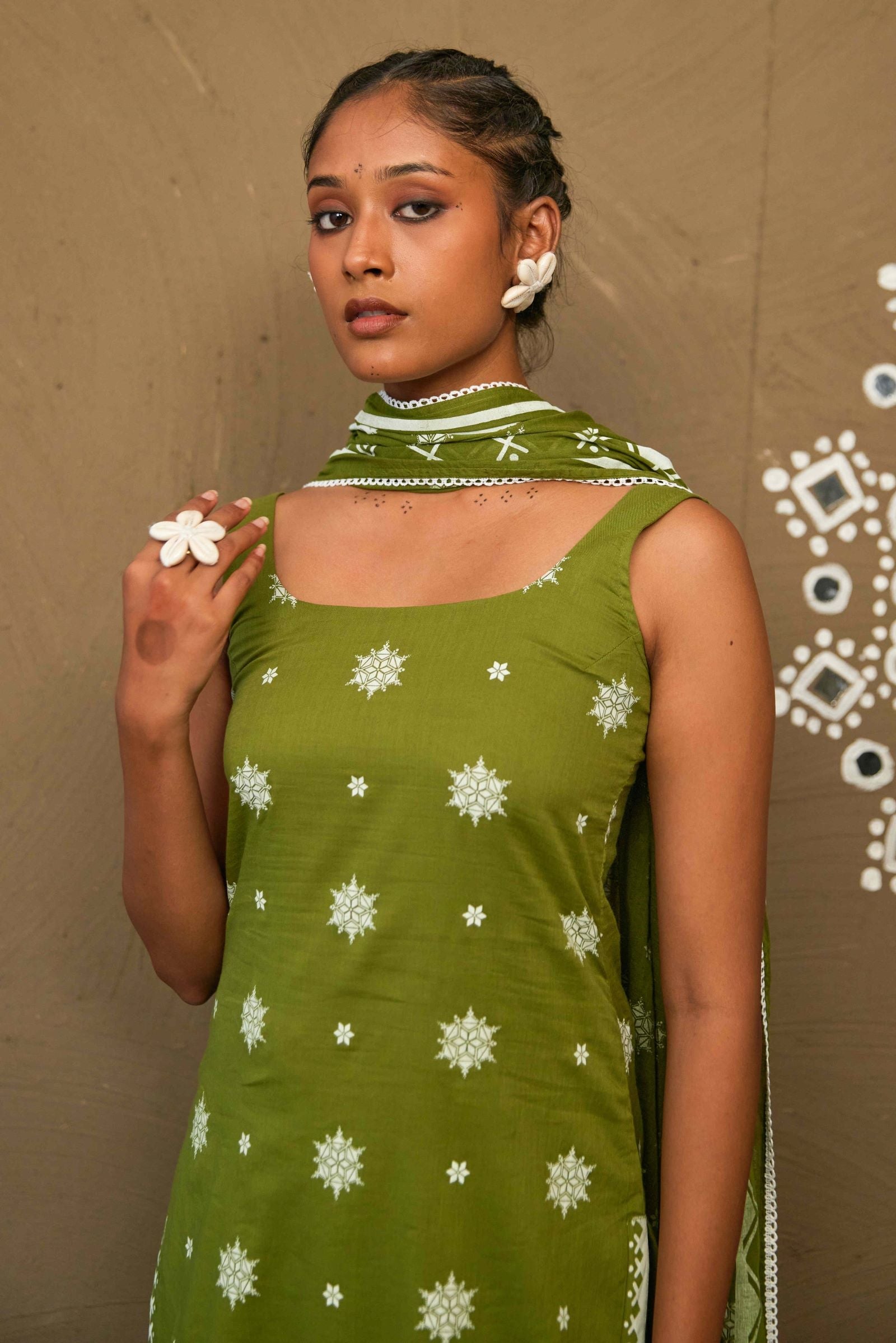 Ratna Green Cotton Sleeveless Kurta Set